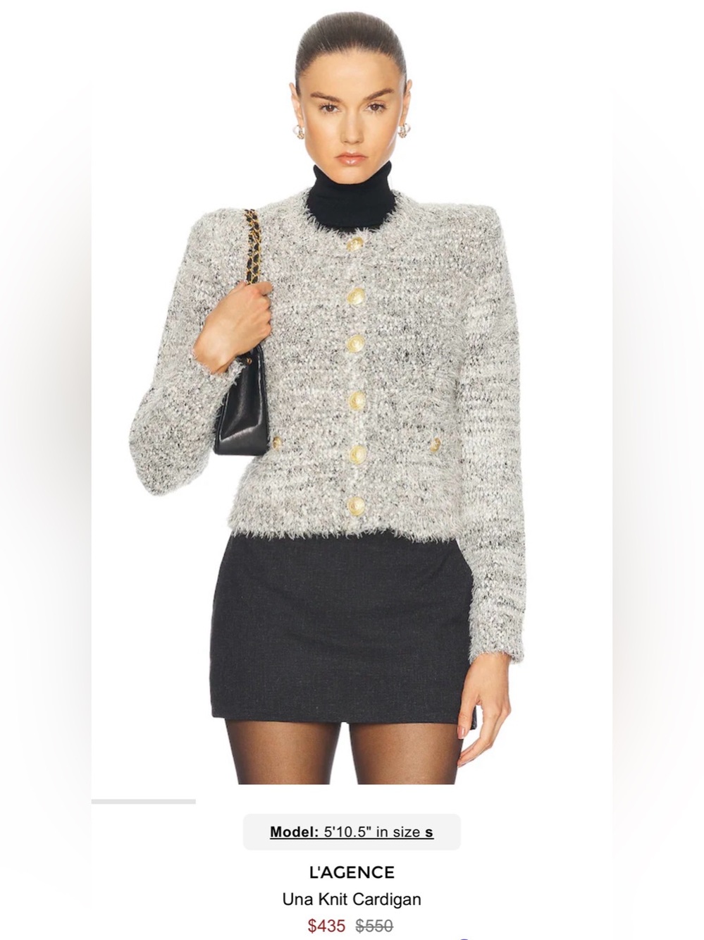 L'AGENCE Silver Gray Fuzzy Knit Cardigan